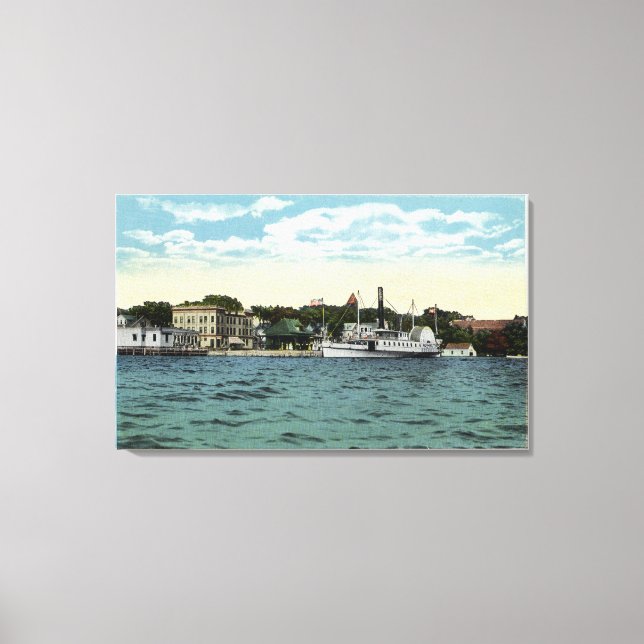 Washington Steamer bei Wolfeboro Wharf Leinwanddruck (Vorderseite)