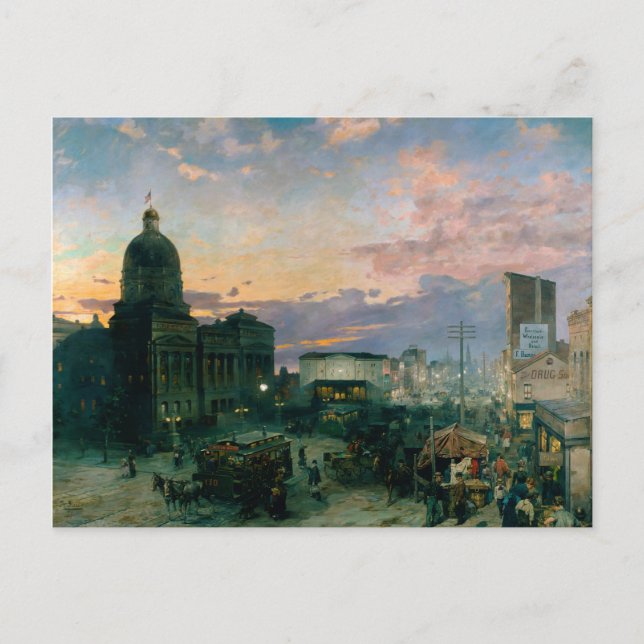 Washington Street, Indianapolis bei Dusk by Theodo Postkarte (Vorderseite)