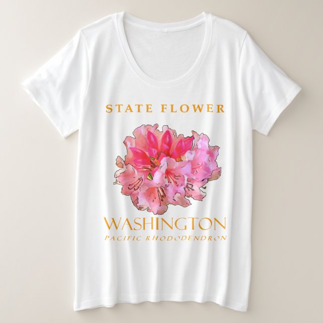 Washington Territoriale Blume Pazifik-Rhododenter Große Größe T-Shirt (Design vorne)