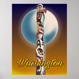 Washington Totem Pole Poster