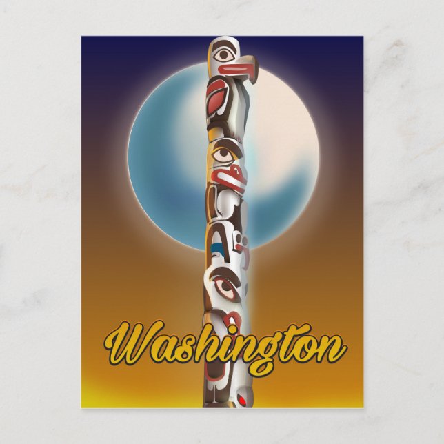 Washington Totem Pole Postkarte (Vorderseite)