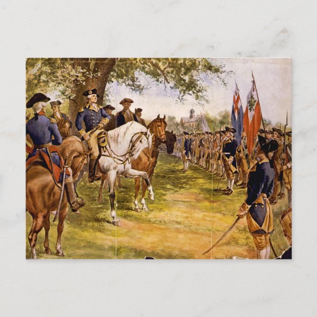 Washington übernimmt das Kommando Postkarte (Vorderseite)