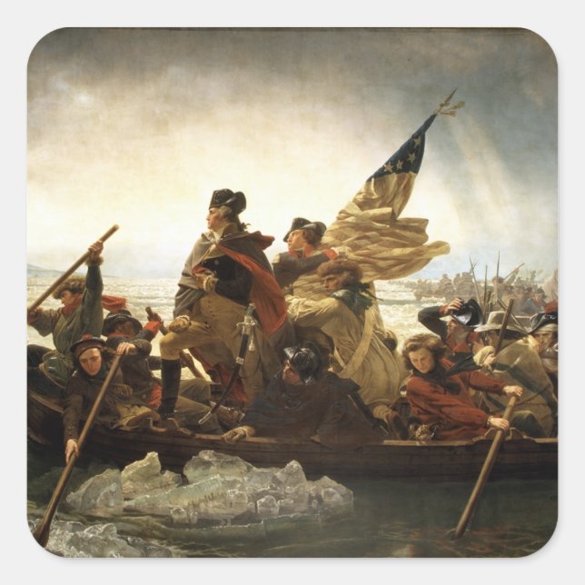 Washington überquert das Delaware - 1851 Quadratischer Aufkleber (Vorderseite)