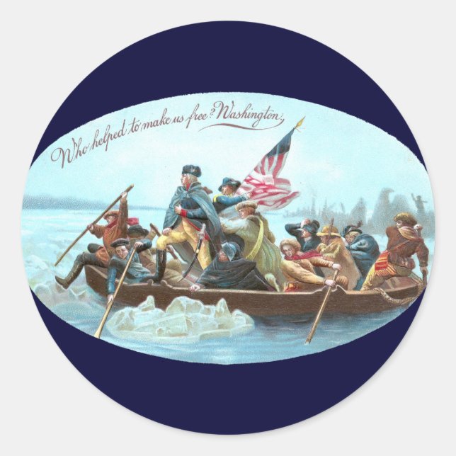 Washington überquert das Delaware Runder Aufkleber (Vorderseite)