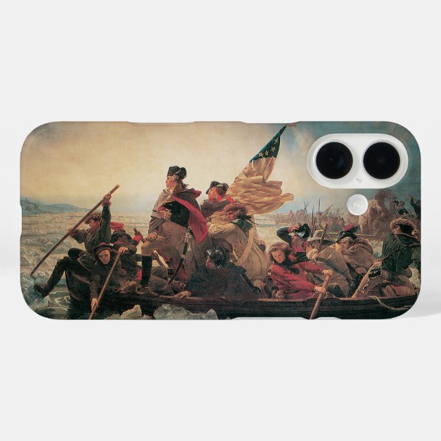 Washington überquert Delaware durch Emanuel Leutze iPhone 16 Hülle (Rückseite (Horizontal))