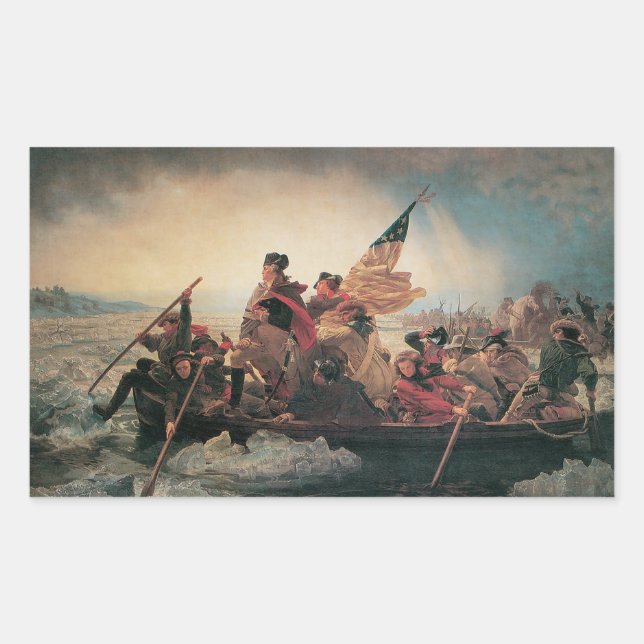 Washington überquert Delaware durch Emanuel Leutze Rechteckiger Aufkleber (Vorderseite)