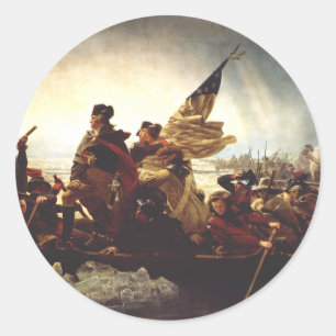 Washington überquert den Delaware von Emanuel Leut Runder Aufkleber