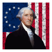 Washington und die amerikanische Flagge