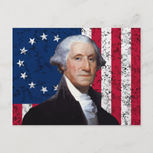Washington und die amerikanische Flagge Postkarte