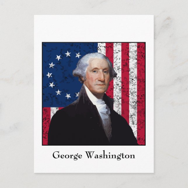 Washington und die amerikanische Flagge Postkarte (Vorderseite)