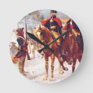 Washington und Lafayette im Valley Forge Runde Wanduhr