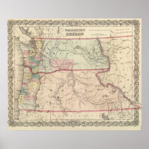 Washington und Oregon und Idaho und Montana Poster