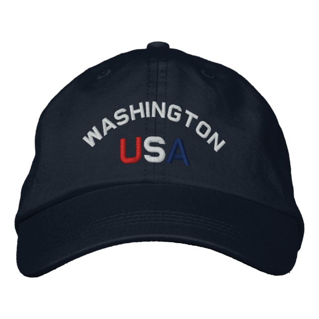 Washington USA bestickt Navy Blue Hat Bestickte Kappe (Vorderseite)