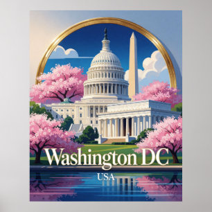 Washington USA Kapitol und Monument Reise Poster