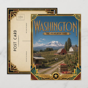 Washington Vintage Art Deco Golden Age Postkarte