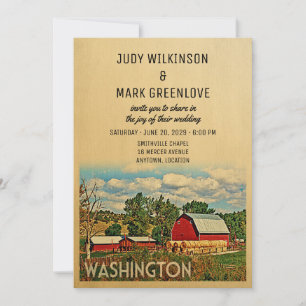 Washington Wedding Invitation Farm Barn Rustic Einladung