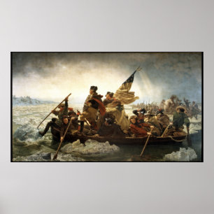 Washington, welches das Delaware kreuzt -- Grenze Poster