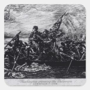 Washington, welches das Delaware kreuzt Quadratischer Aufkleber