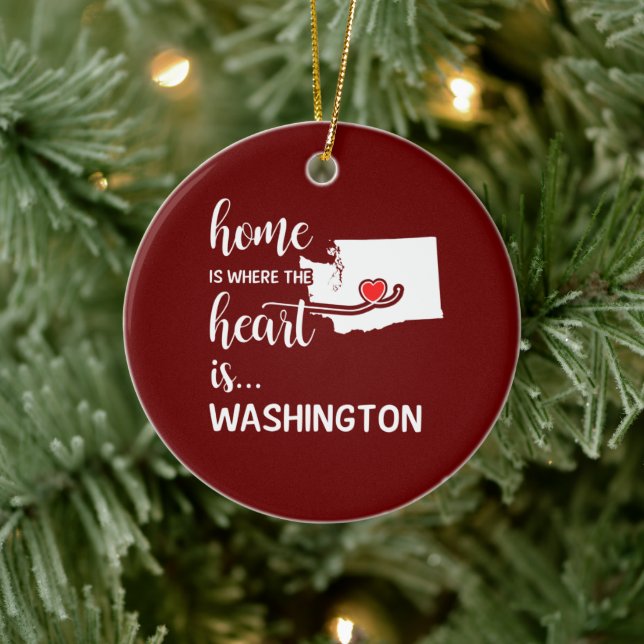Washington Zuhause ist das Herz Keramik Ornament (Baum)