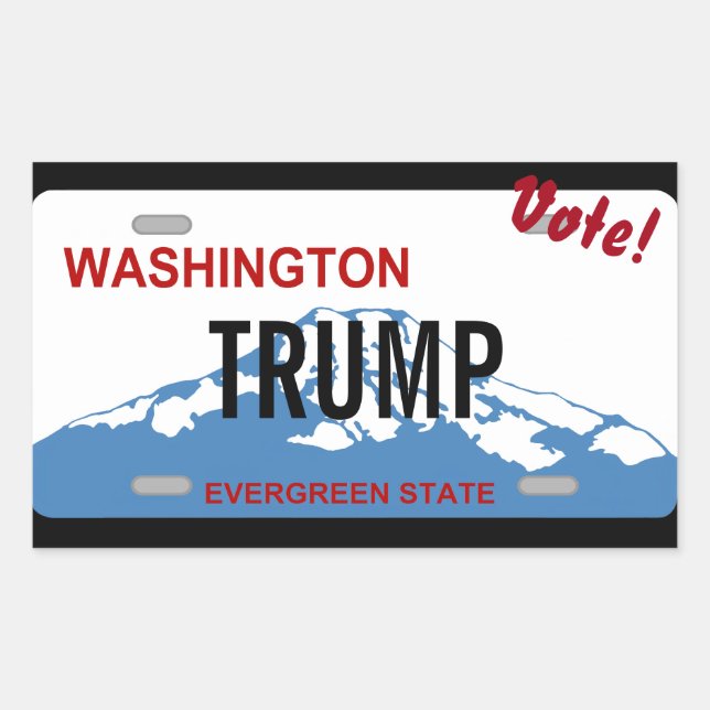 Washingtoner Nummernschild Abstimmung Trump Zollau Rechteckiger Aufkleber (Vorderseite)