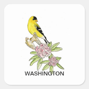 Washingtoner Vogelschutz-Blume Quadratischer Aufkleber