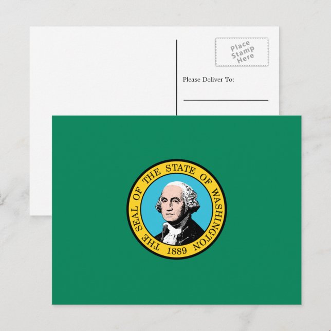 Washingtonische Flagge, Flagge Washingtons Postkarte (Vorne/Hinten)