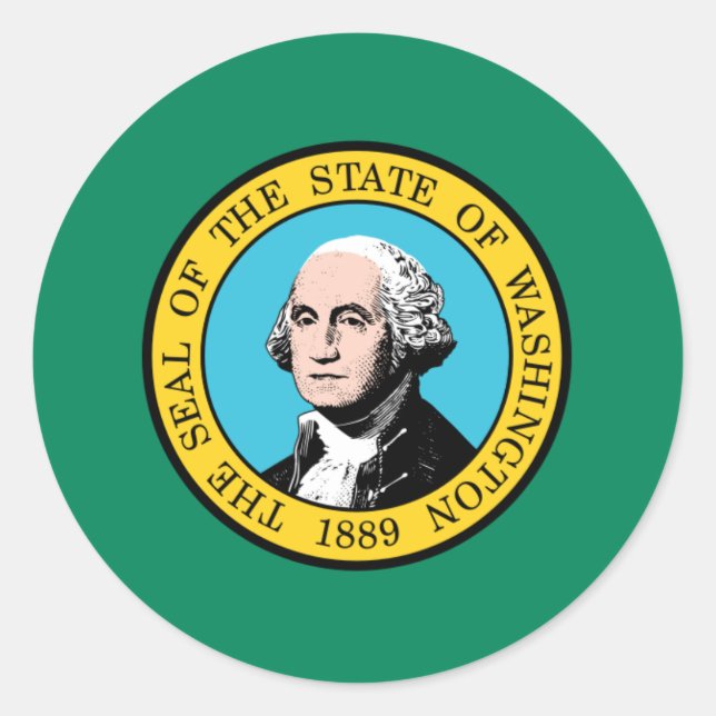 Washingtonische Flagge, Flagge Washingtons Runder Aufkleber (Vorderseite)