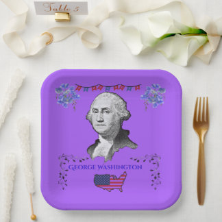 Washingtons Beitrag violett Pappteller