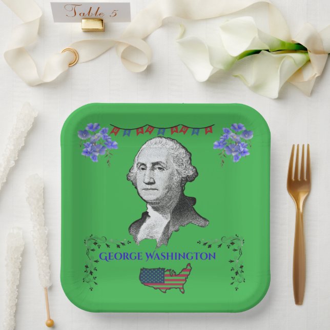 Washington's Contribution kelly green  Pappteller (Hochzeit)