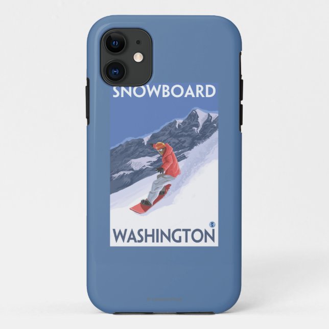 WashingtonSnowboarding Vintages Reise-Plakat Case-Mate iPhone Hülle (Rückseite)
