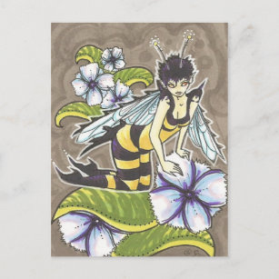 Wasp Fairy Cartoon Fantasy Art Postkarte