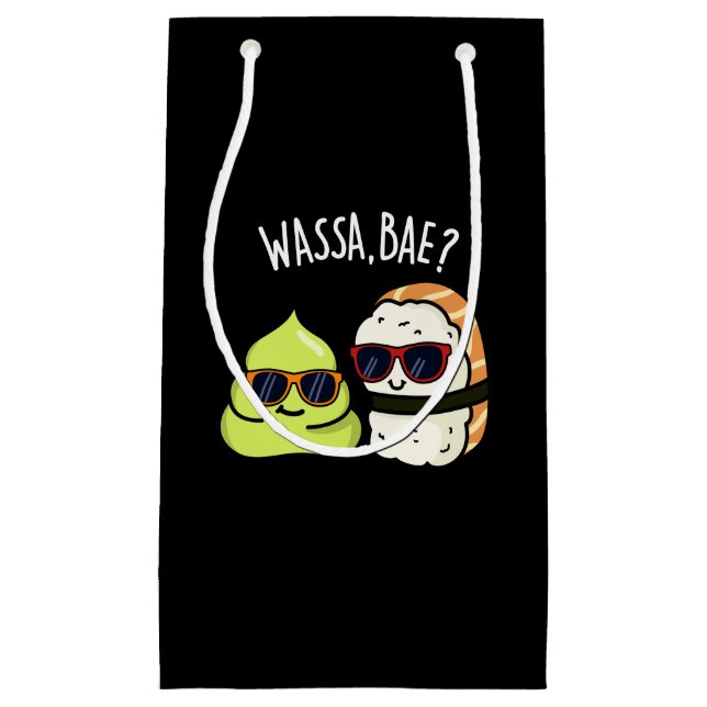 Wassa Bae Funny Food Wasabi Pun Dark BG Kleine Geschenktüte (Vorderseite)