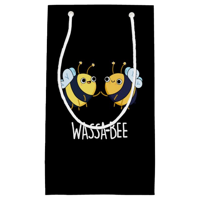 Wassabee Funny Wasabi Bee Pun Dark BG Kleine Geschenktüte (Vorderseite)