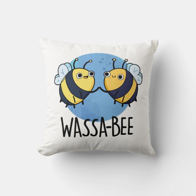Wassabee Funny Wasabi Bee Pun Kissen (Vorderseite)