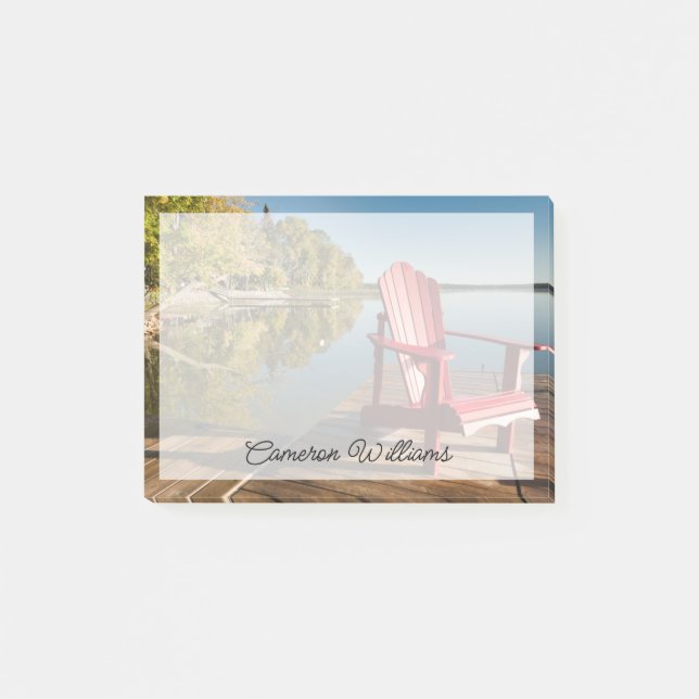 Wasser | Adirondack-Vorsitz am See Post-it Klebezettel (Vorderseite)