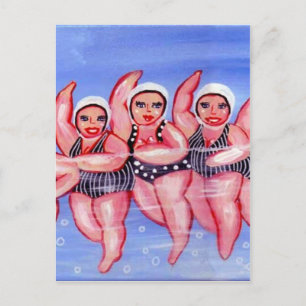 Wasser Aerobic Divas Spaß Whimsical Chubby Postkarte