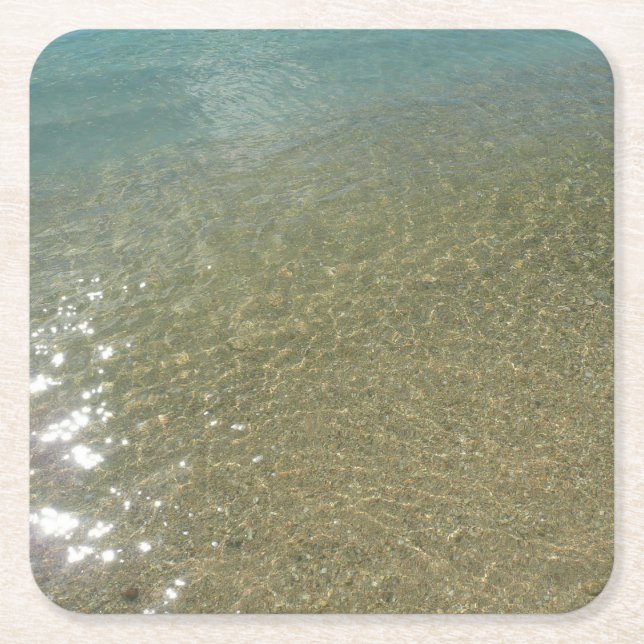 Wasser am Strand I Abstrakt Naturfotografie Rechteckiger Pappuntersetzer (Vorderseite)