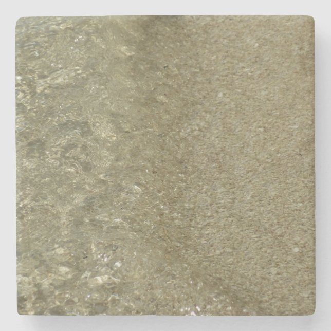 Wasser auf dem Strand II Abstrakte Naturfotografie Steinuntersetzer (Vorderseite)