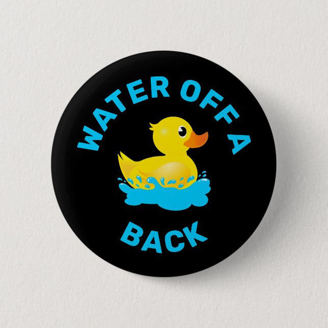 'Wasser aus dem Rücken einer Ente' Gelbe Gummiente Button (Vorderseite)