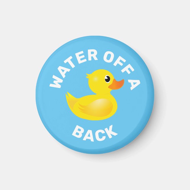 'Wasser aus dem Rücken einer Ente' Gelbe Gummiente Magnet (Vorne)
