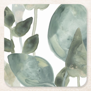 Wasser-Blätter - Watercolor Rechteckiger Pappuntersetzer