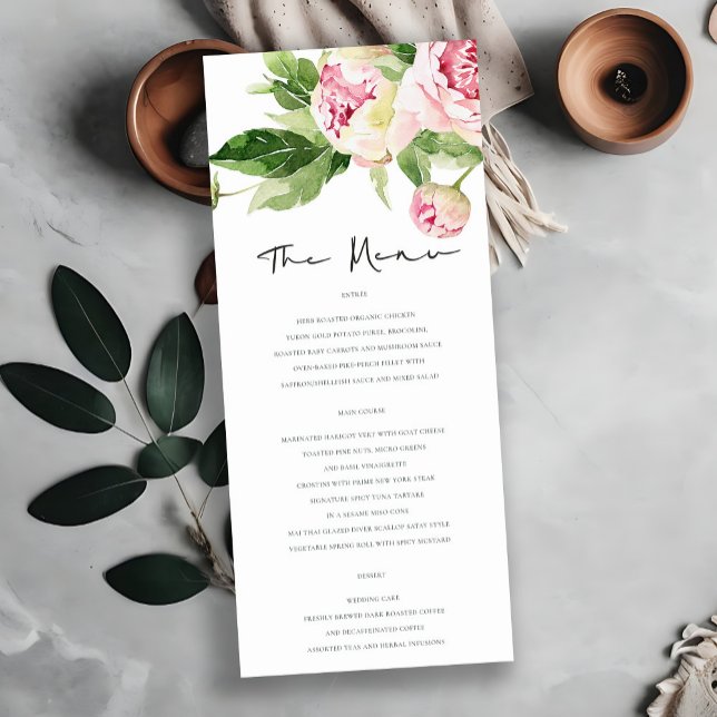 WASSER BLUSH GREEN PEONY FLORAL WATERCOLOR WEDD MENÜKARTE (Von Creator hochgeladen)