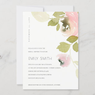 WASSER BLUSPEACH GREEN FLORAL BRAUTPARTY INVITE DANKESKARTE