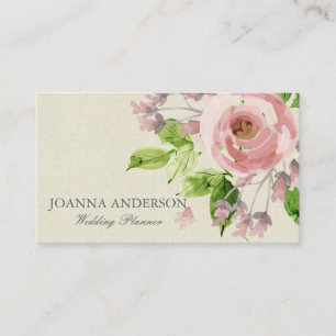 WASSER BLUSPINK GREEN WATERCOLOR FLORAL VISITENKARTE