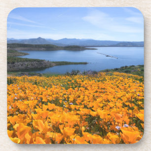 Wasser California Lake with Golden Poppies Getränkeuntersetzer