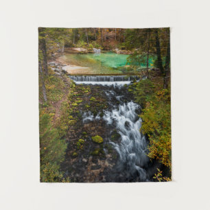 Wasser, das durch den Herbstwald fließt Wandteppich