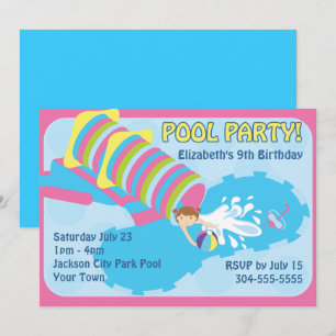 Wasser-Dia-Pool-Party Einladung