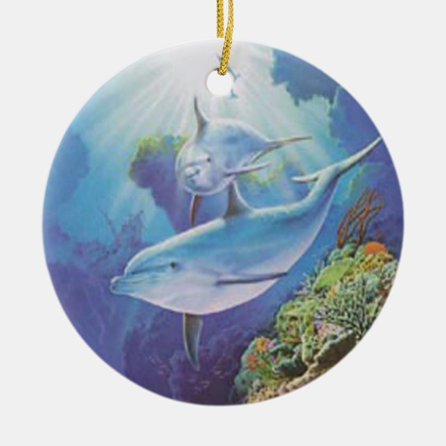 Wasser-Dolphin-Ornament Keramik Ornament (Vorne)