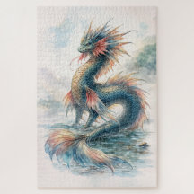 Wasser-Drache Neblige Gewässer