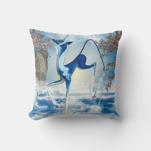Wasser-Einhorn Kirin Fantasie-Kunst-Wurfs-Kissen Kissen (Vorderseite)